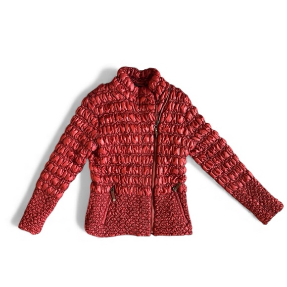 Tribal Women’s Textured Fitted Puffer Jacket – Red – Size L Stretch - Picture 2 of 15